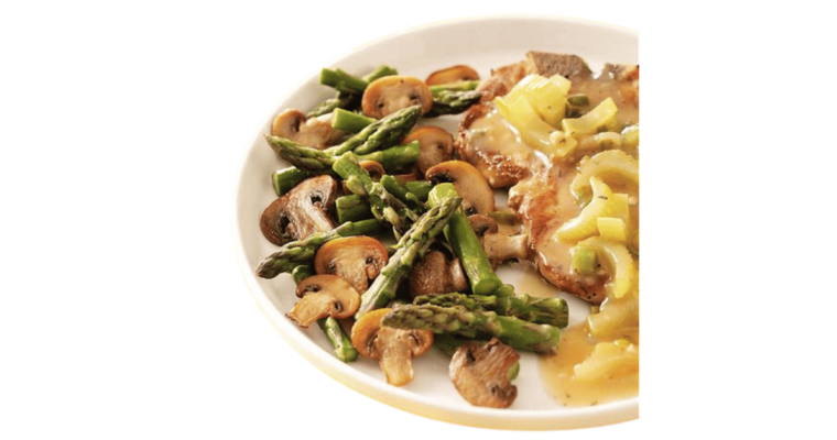 Asparagus and mushroom on a plate