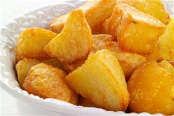 roast potatoes in a white plate