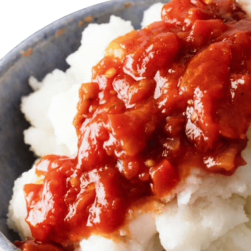 pap and tomato stew on a bowl