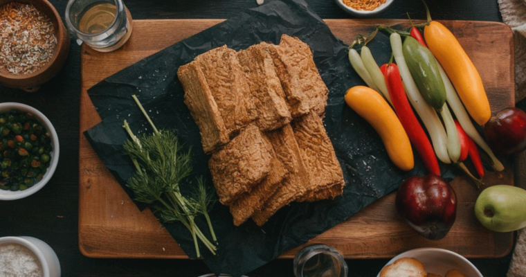 seitan on top of the cloth on a table