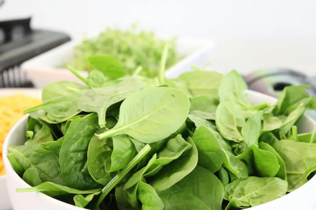 bowl of spinach for your iron & B12