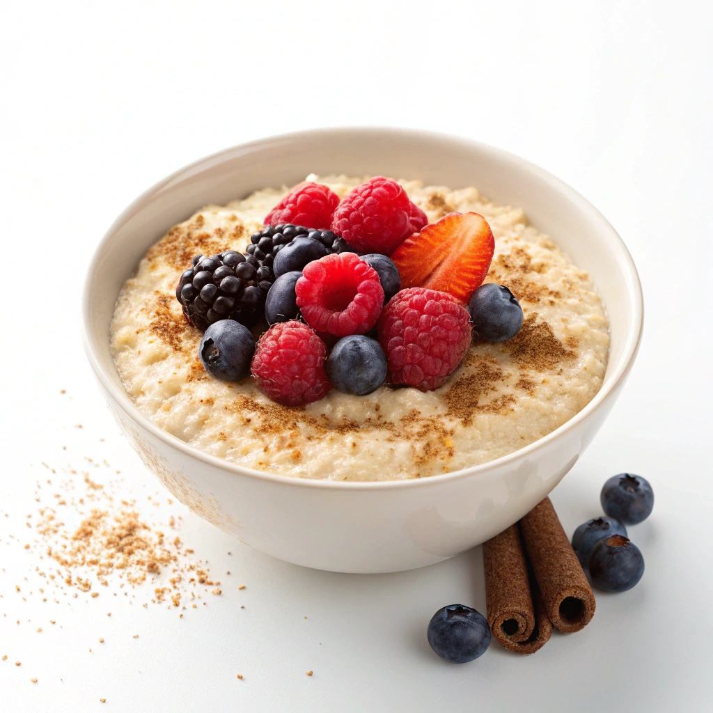 A bowl of oats and berries for vegan pre-workout snacks.