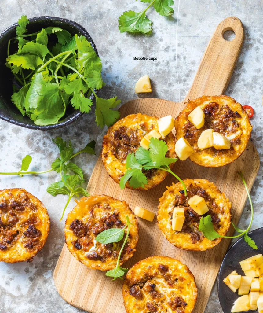 Bobotie phyllo cups for your vegan appletiser in south africa.