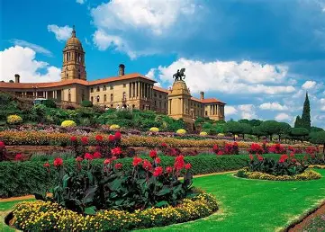 Pretoria's Union building garden, city for vegan restaurants.