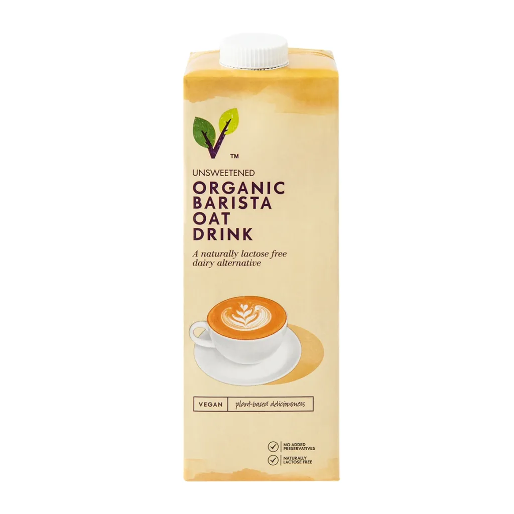 Unsweetened organic Barista Oat Drink pack, Woolworths plant milk.