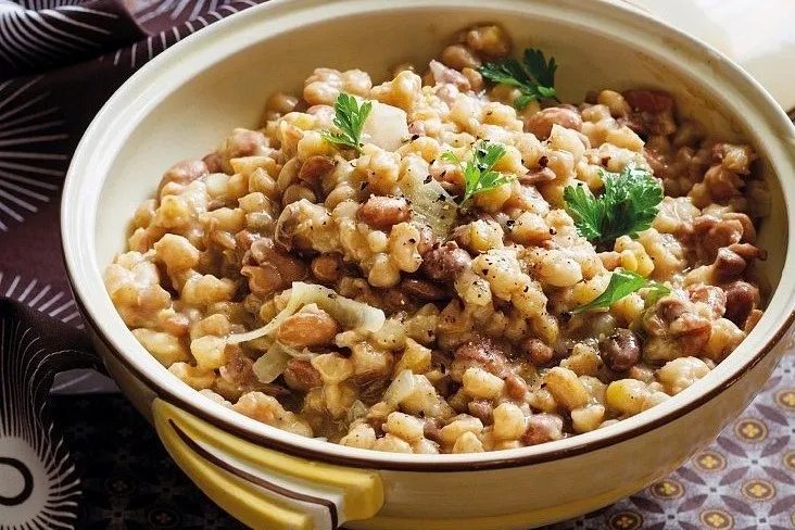 Umngqusho on a bowl, traditional SA food.