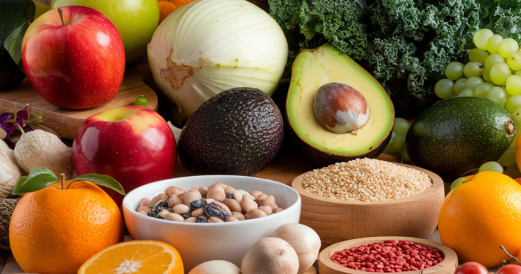 A variety of fruits and vegetables for effective plant-based nutrition